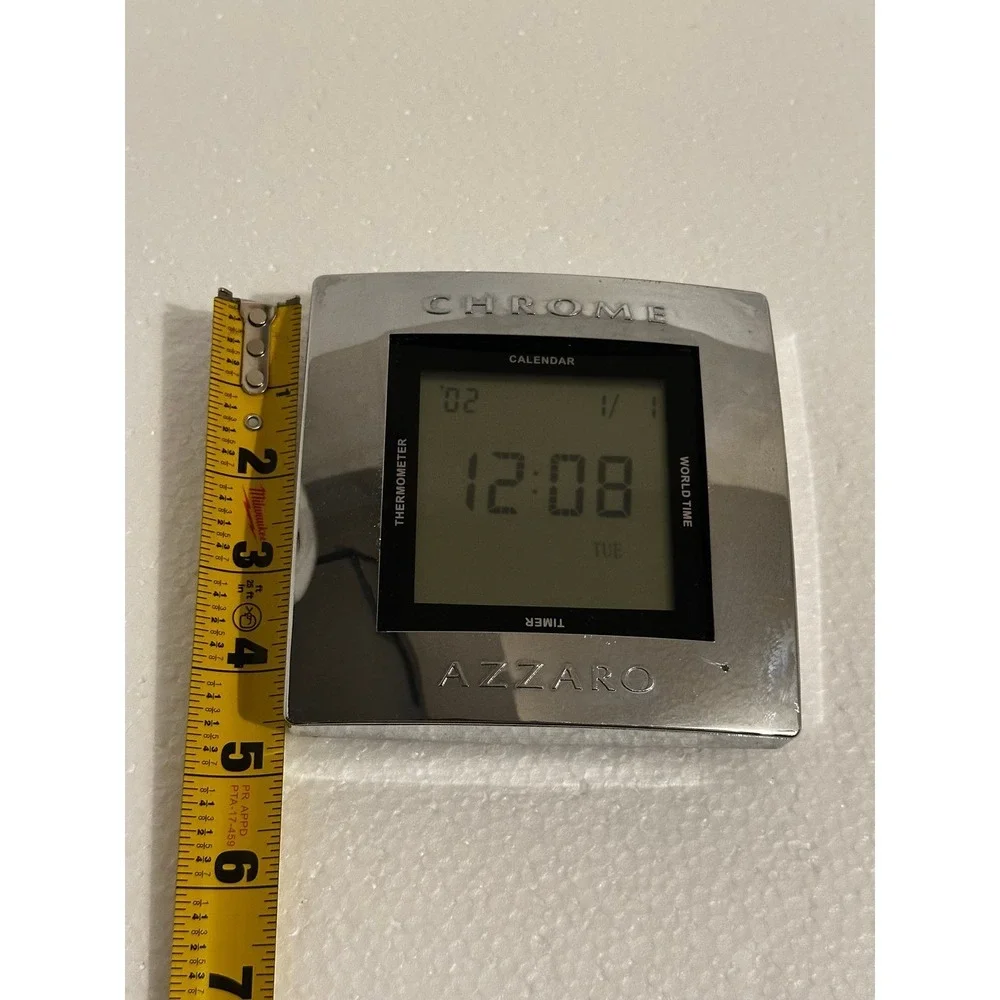 Azzaro Chrome Digital Desk Alarm Clock Vintage Retro Novelty Timepiece Part/Repa